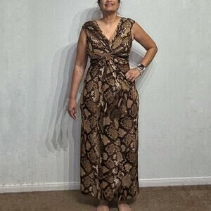 Chico's Tan Front Knot Snakeskin Print Maxi Sz 0.5/6